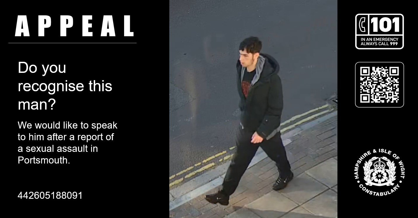 CCTV image released as part of sexual assault investigation in Portsmouth