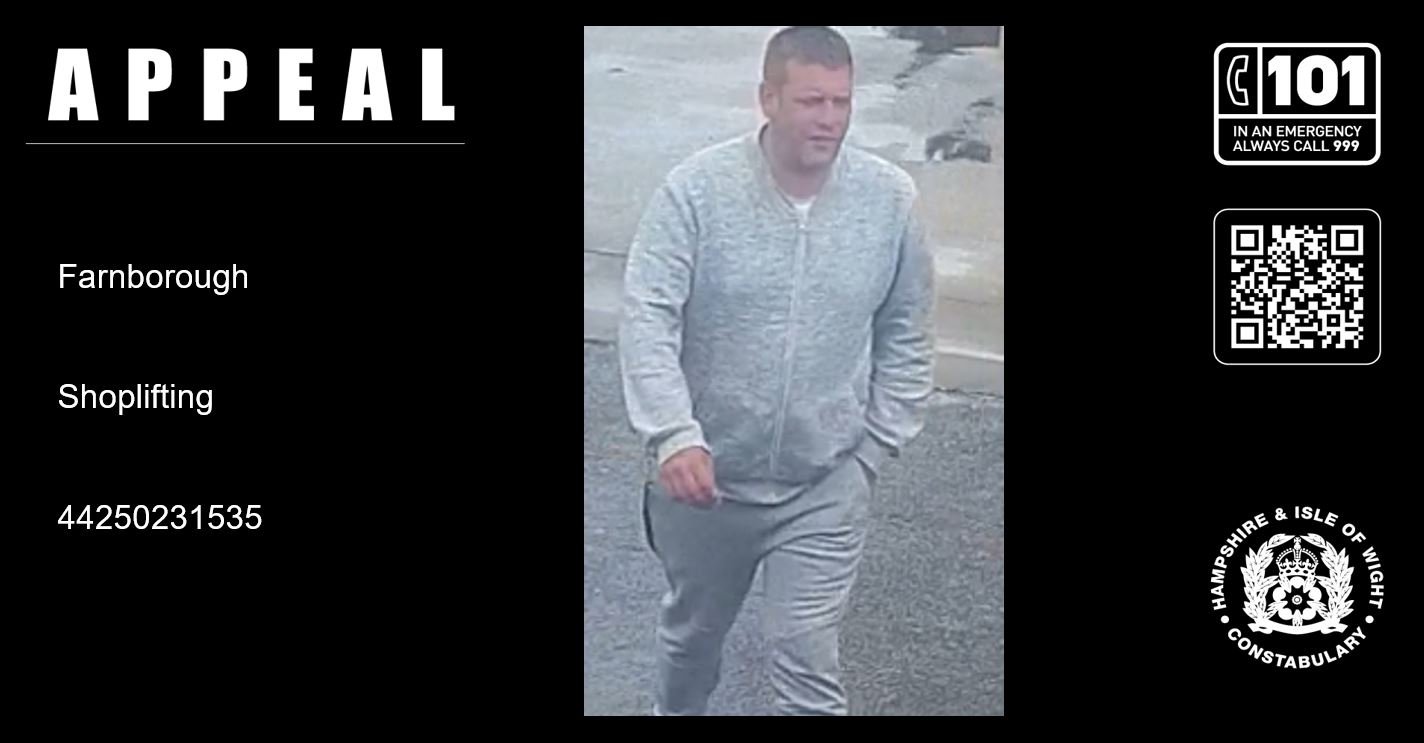 CCTV image released following shoplifting incident in Farnborough