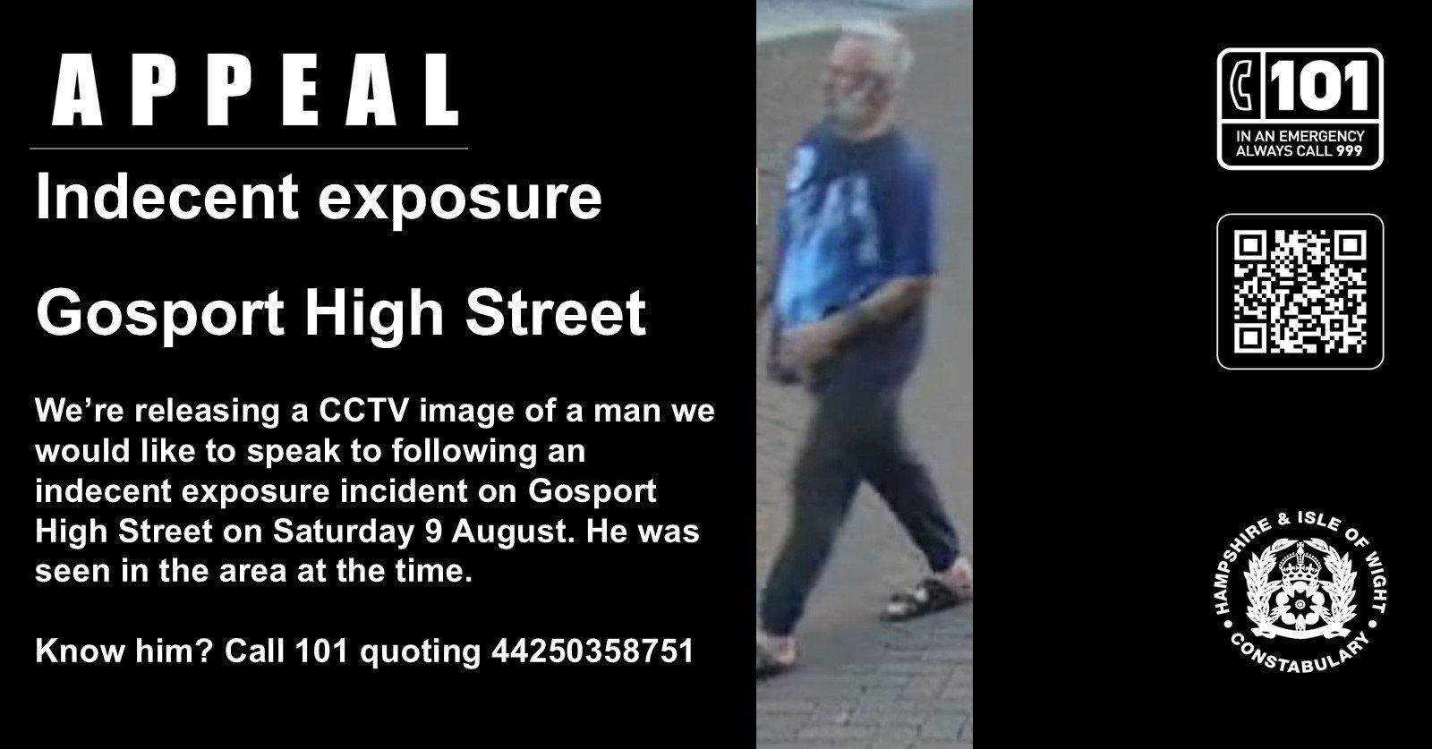 Appeal following indecent exposure incident on Gosport High Street