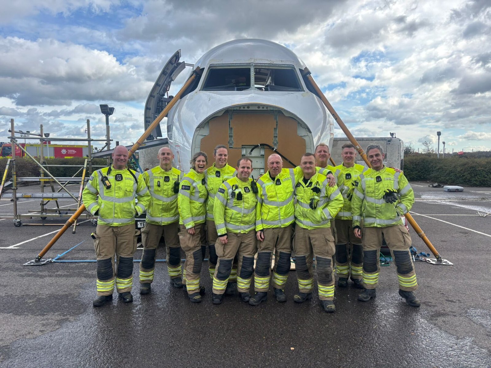 Firefighters take part in plane crash training exercise