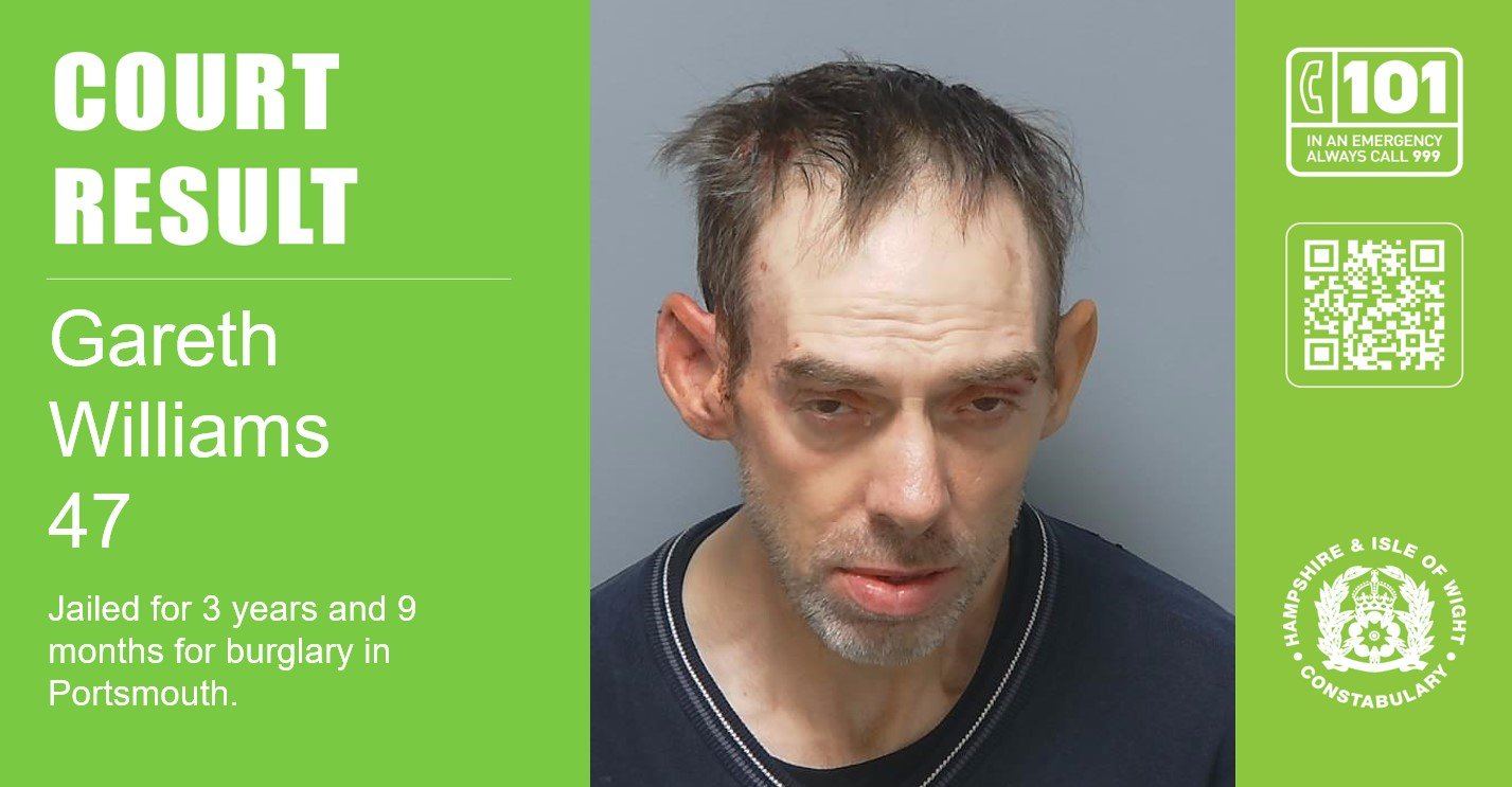 Man, 47, jailed for three years and nine months for burglaries in Portsmouth