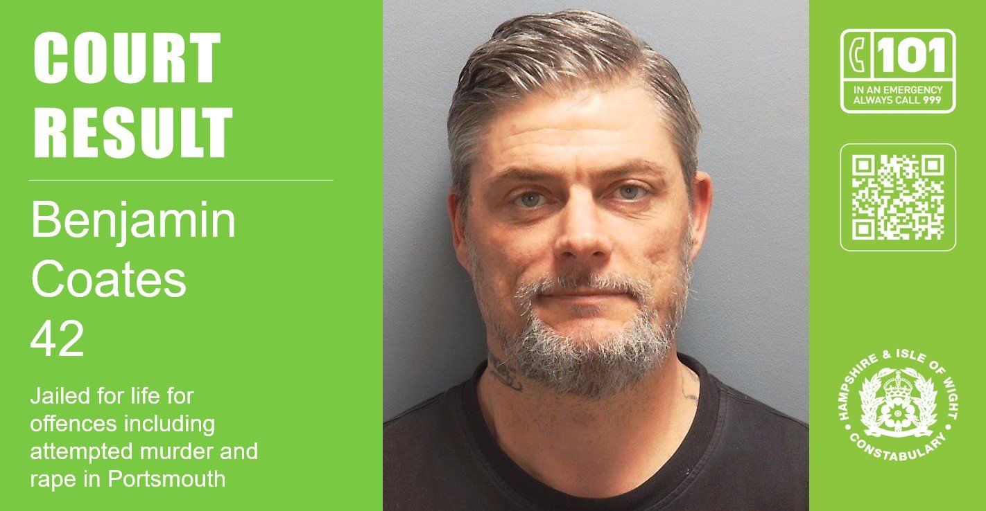 Man, 42, jailed for life for offences including attempted murder and rape in Portsmouth