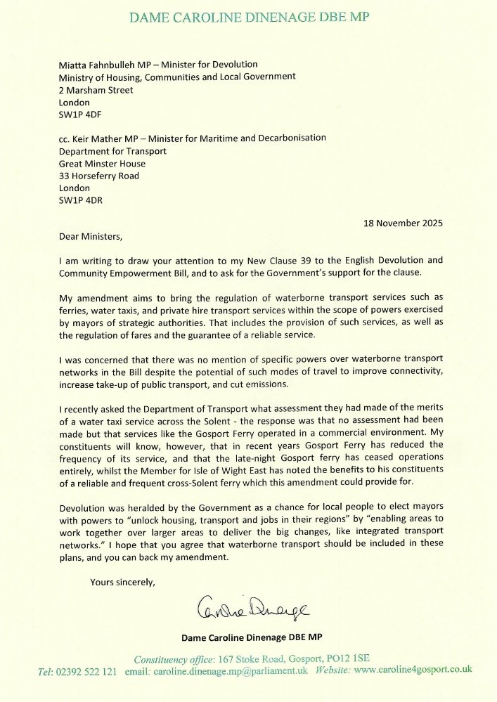 Caroline Moves to Give Hampshire Mayor Power to Provide Water Taxi