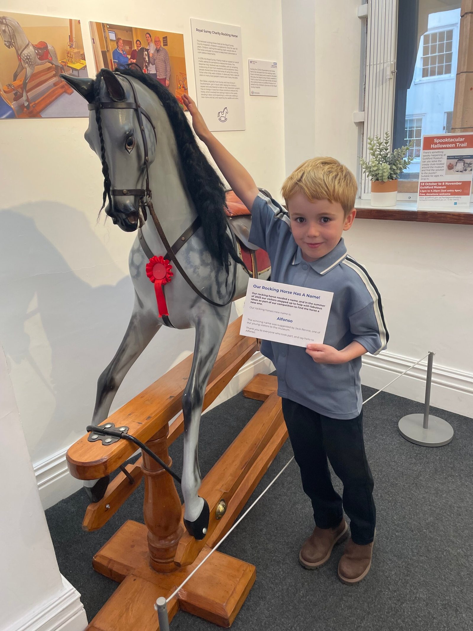 Hospital rocking horse finds forever home and a new name at Guildford Museum
