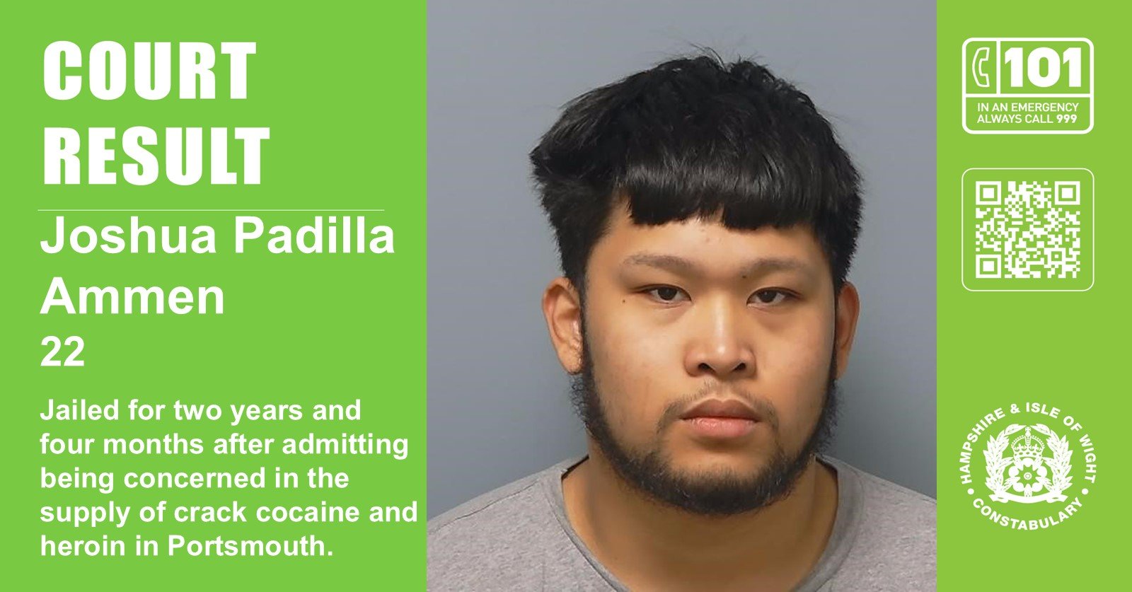 Drug line closed and dealer jailed after he admits being concerned in the supply of crack cocaine and heroin in Portsmouth