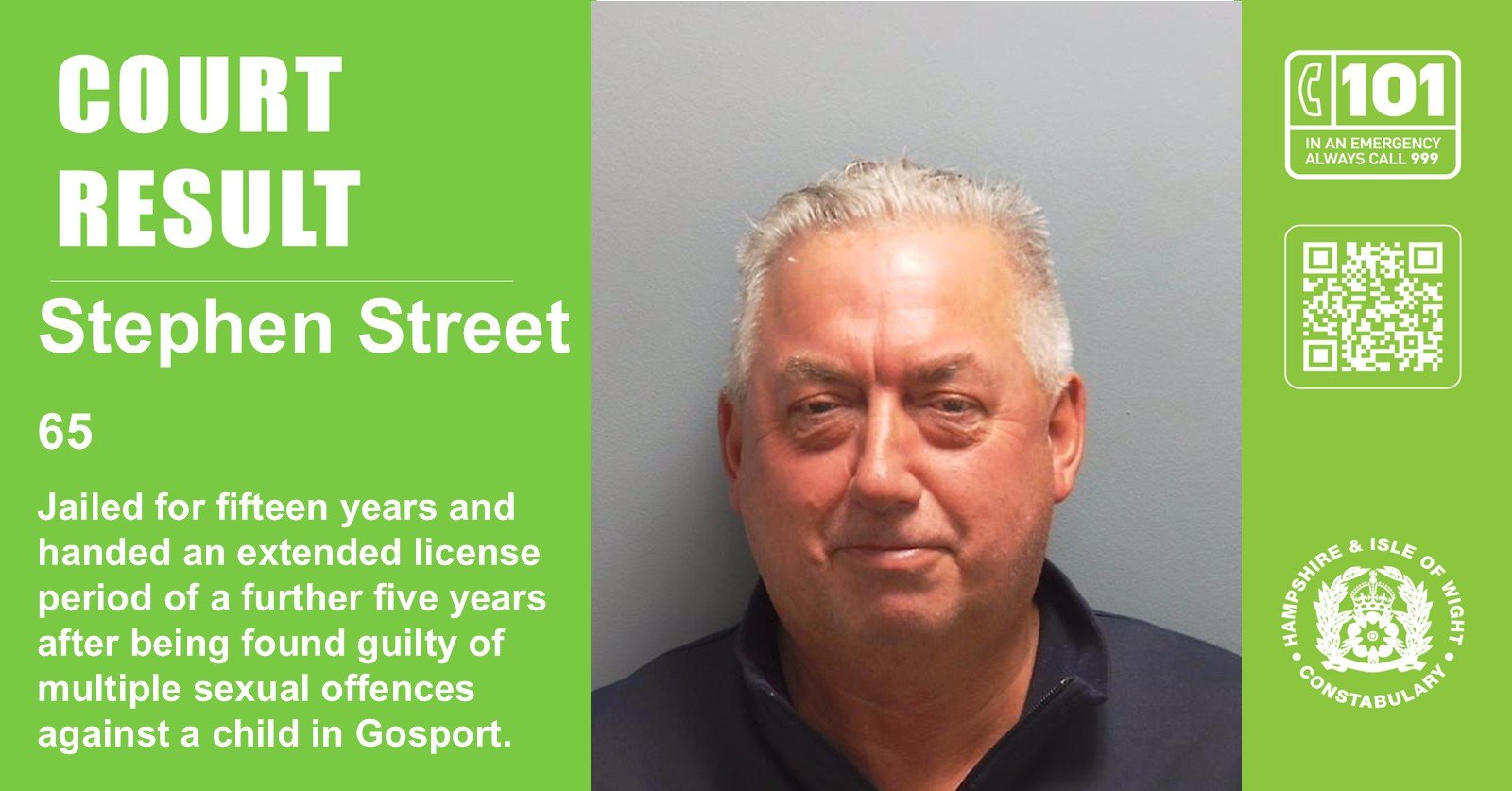 Gosport man jailed for fifteen years after being found guilty of multiple sexual offences against a child