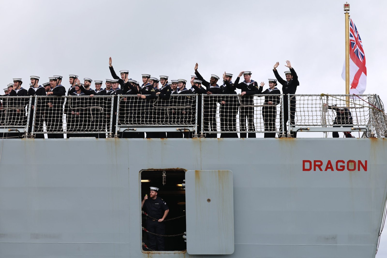 Royal Navy destroyer HMS Dragon returns home after seven-month mission in the Mediterranean and Middle East